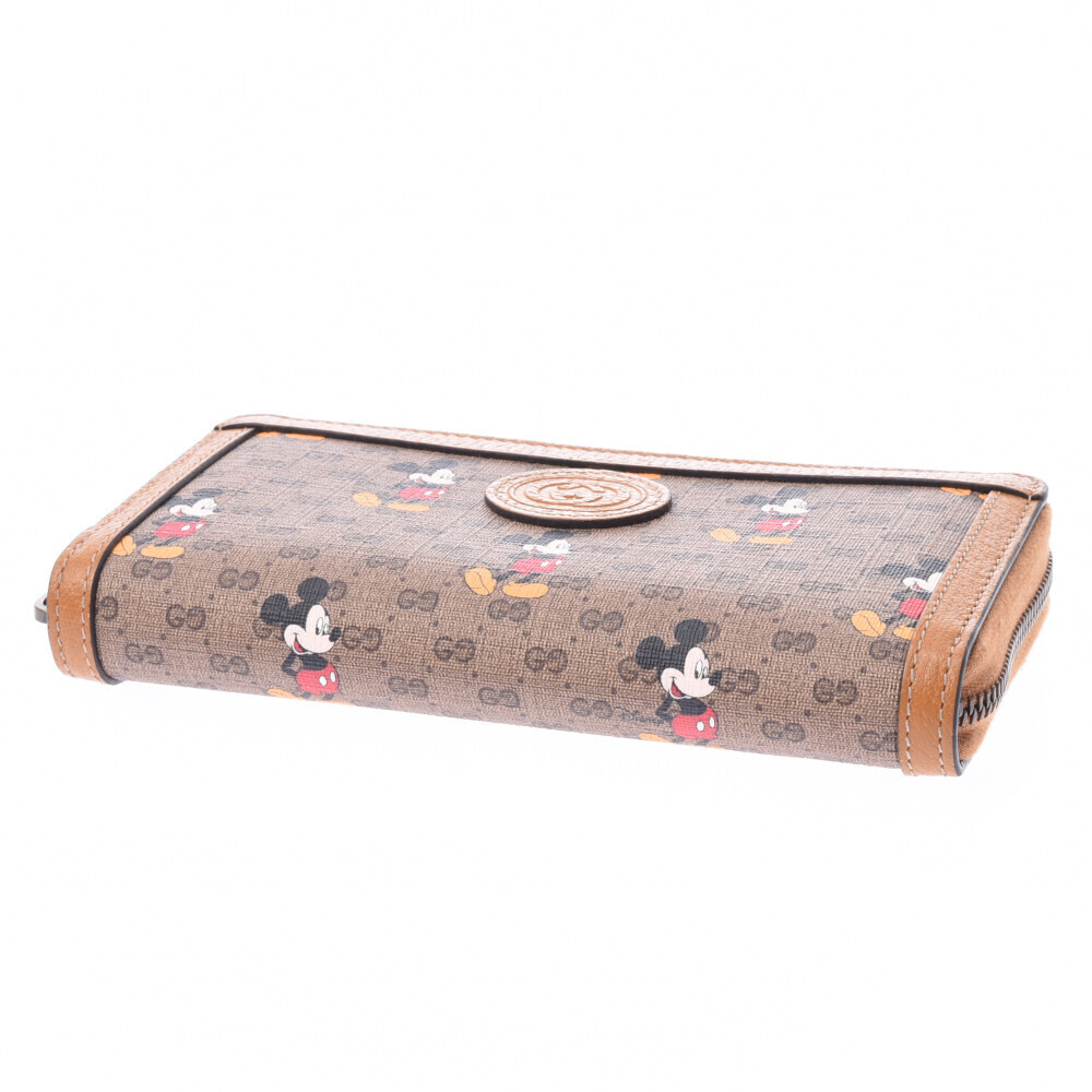 Gucci Mickey Mouse Zip Around Long Wallet Brown Leather - Picture 3 of 12